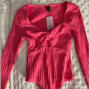 Pink Wild Fable Ribbed Cutout Bodysuit